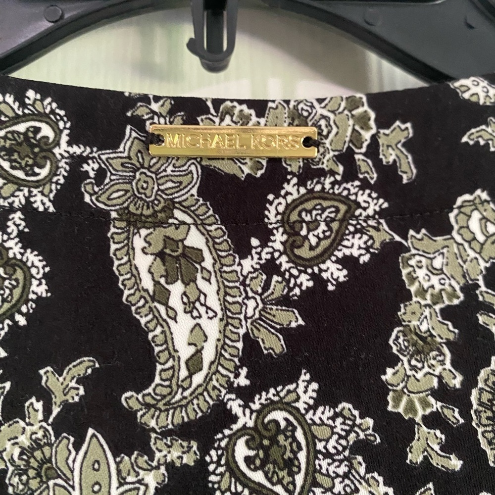Michael Kors Womens Black Gray Paisley Tie Sleeve Lightweight Blouse Top Small - Picture 8 of 10